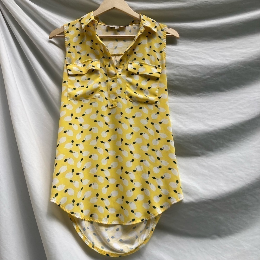 Loft yellow lemon sleeveless blouse, size small